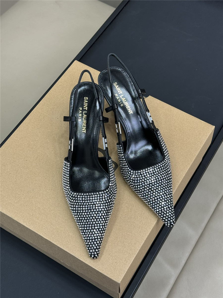 yves sa1nt lau*nt y51 D1am0nd slingback sandals
