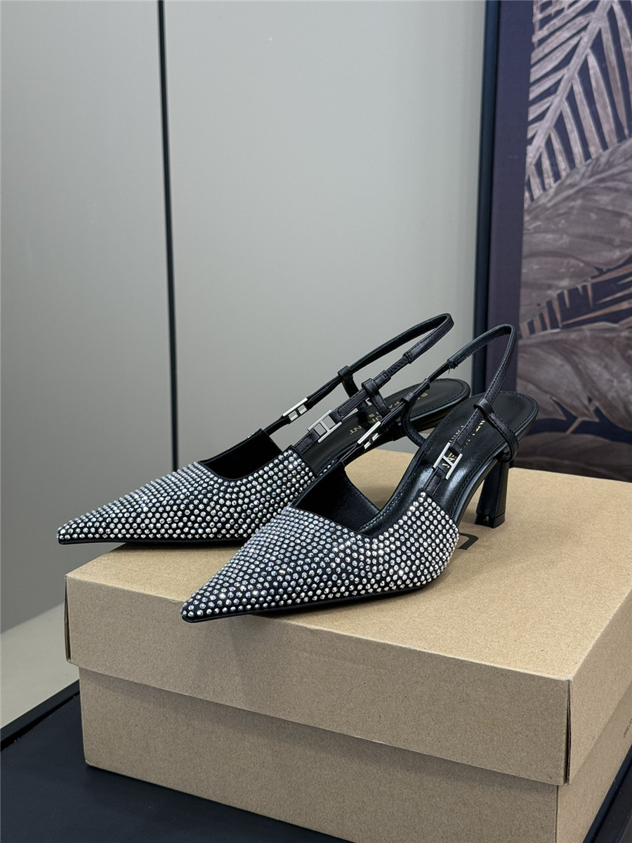 yves sa1nt lau*nt y51 D1am0nd slingback sandals