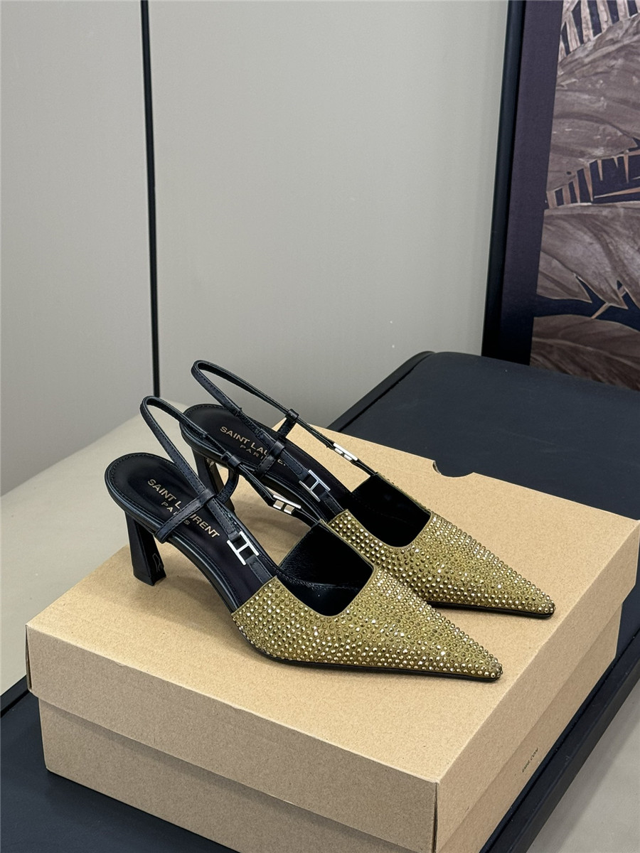 yves sa1nt lau*nt y51 D1am0nd slingback sandals