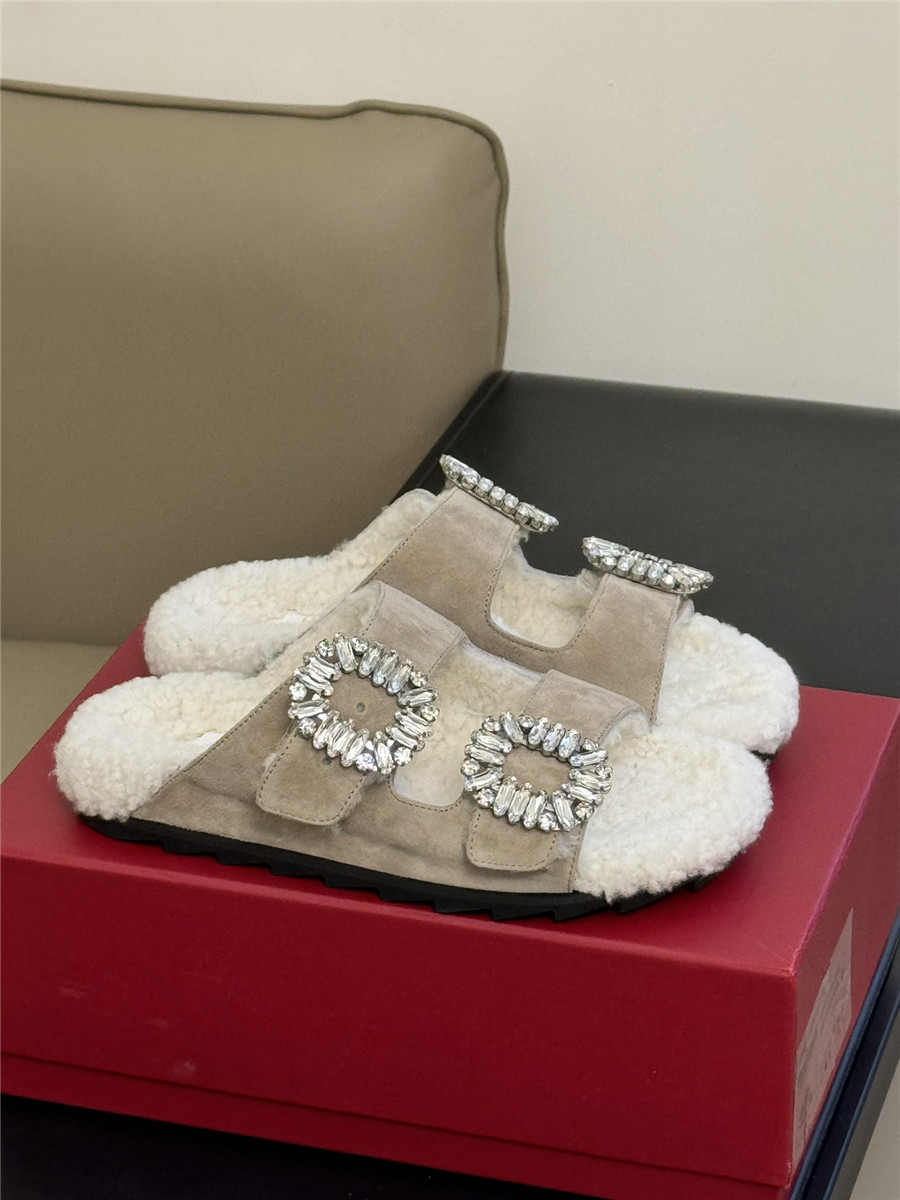 roger u1u1er d1am0nd buckle wool slippers