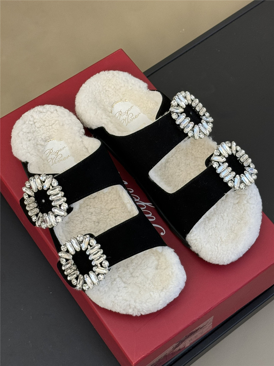 roger u1u1er d1am0nd buckle wool slippers