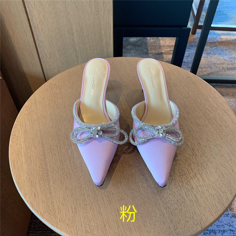 &  Rhinestone bow half drag high heels