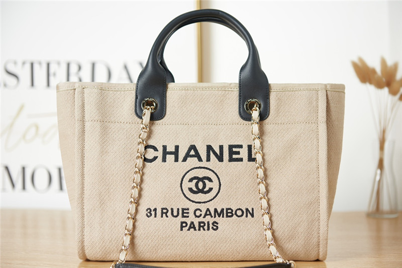 Ch**el off white woolen plaid beach bag
