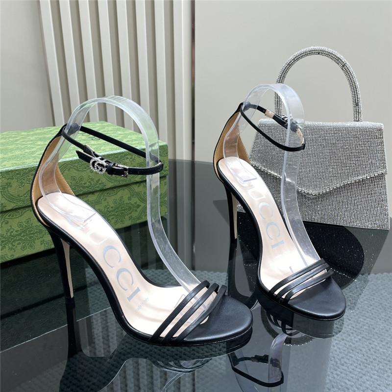 Gvc*1 strappy heeled sandals in black leather