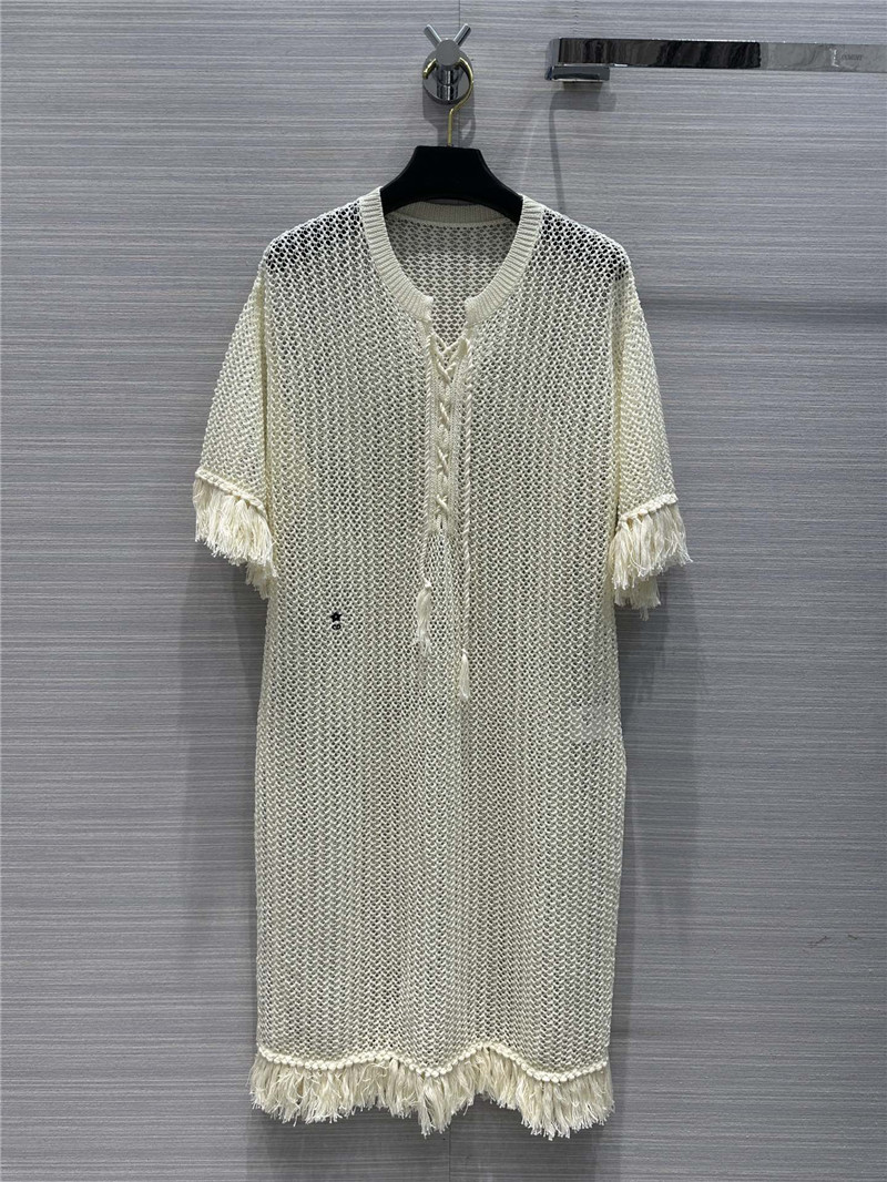 D10r wispy crochet knit smock dress