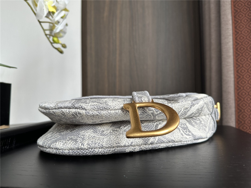 D10r grey embroidered denim saddle bag