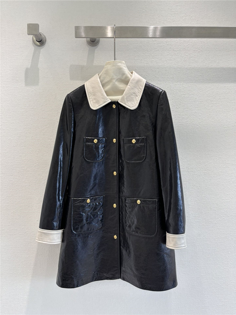 Ch**el mid-length leather jacket