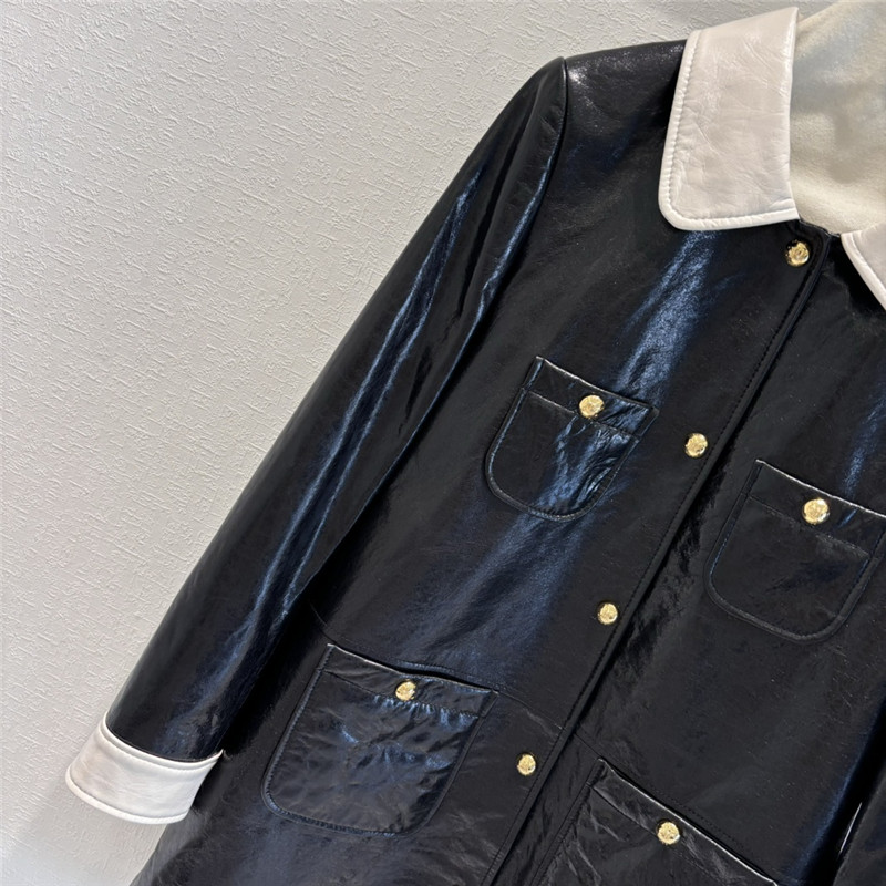 Ch**el mid-length leather jacket