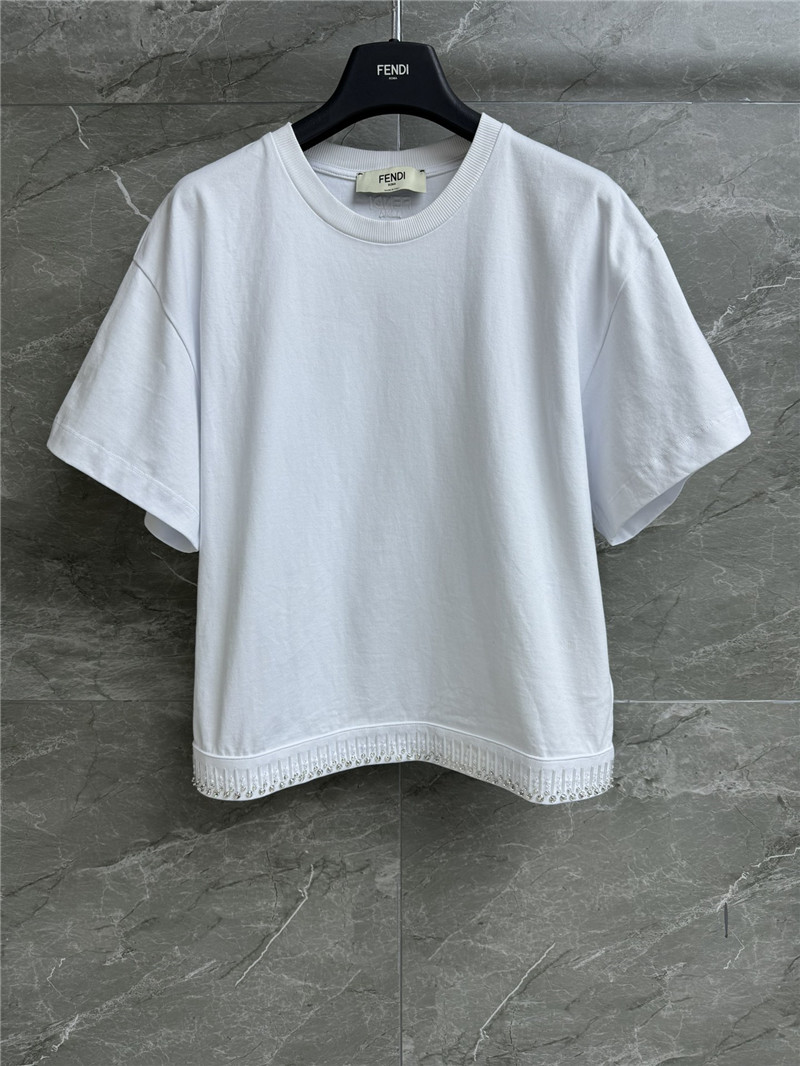 F**di beaded round neck t shirt