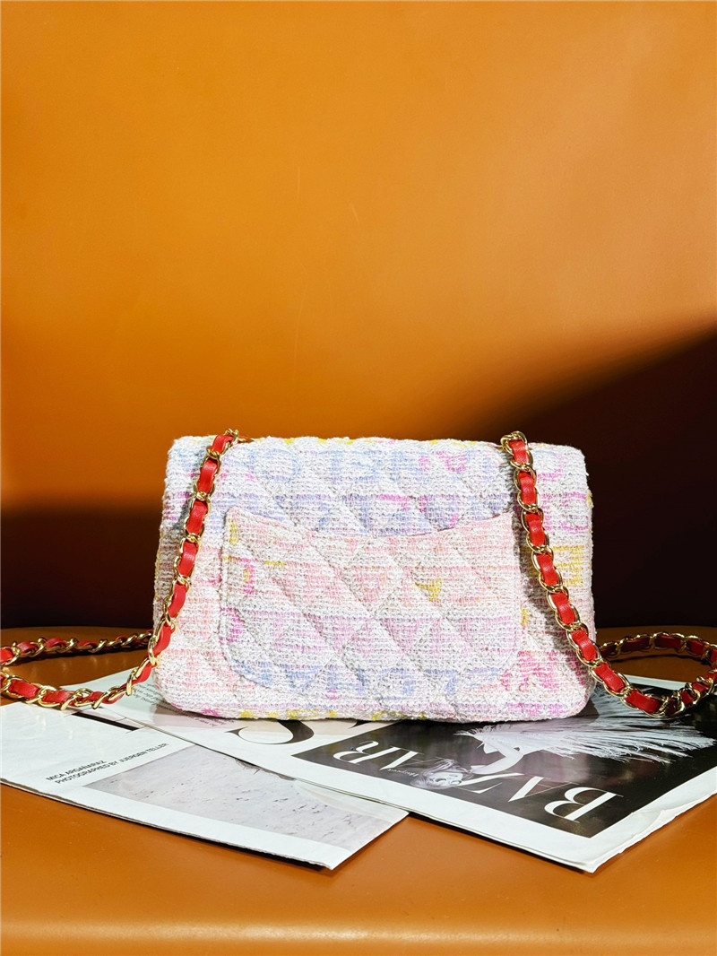 Ch**el logo woolen pink cf bag