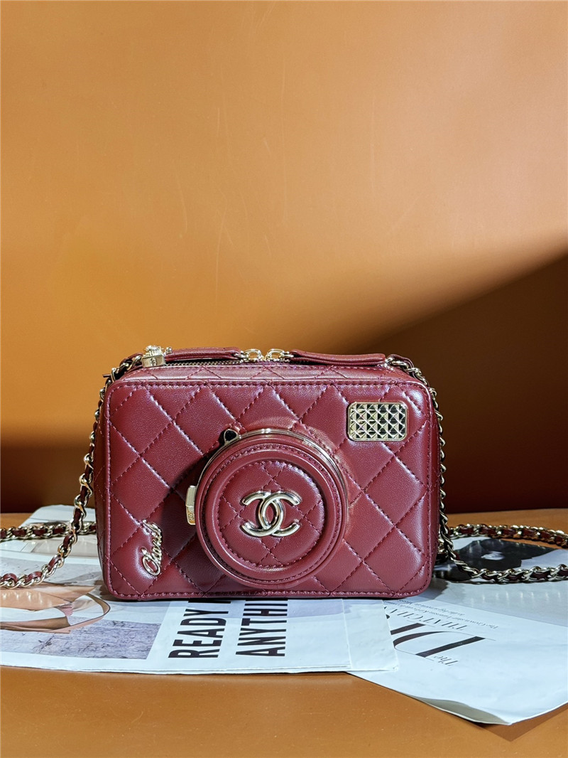 Ch**el wine red camera bag