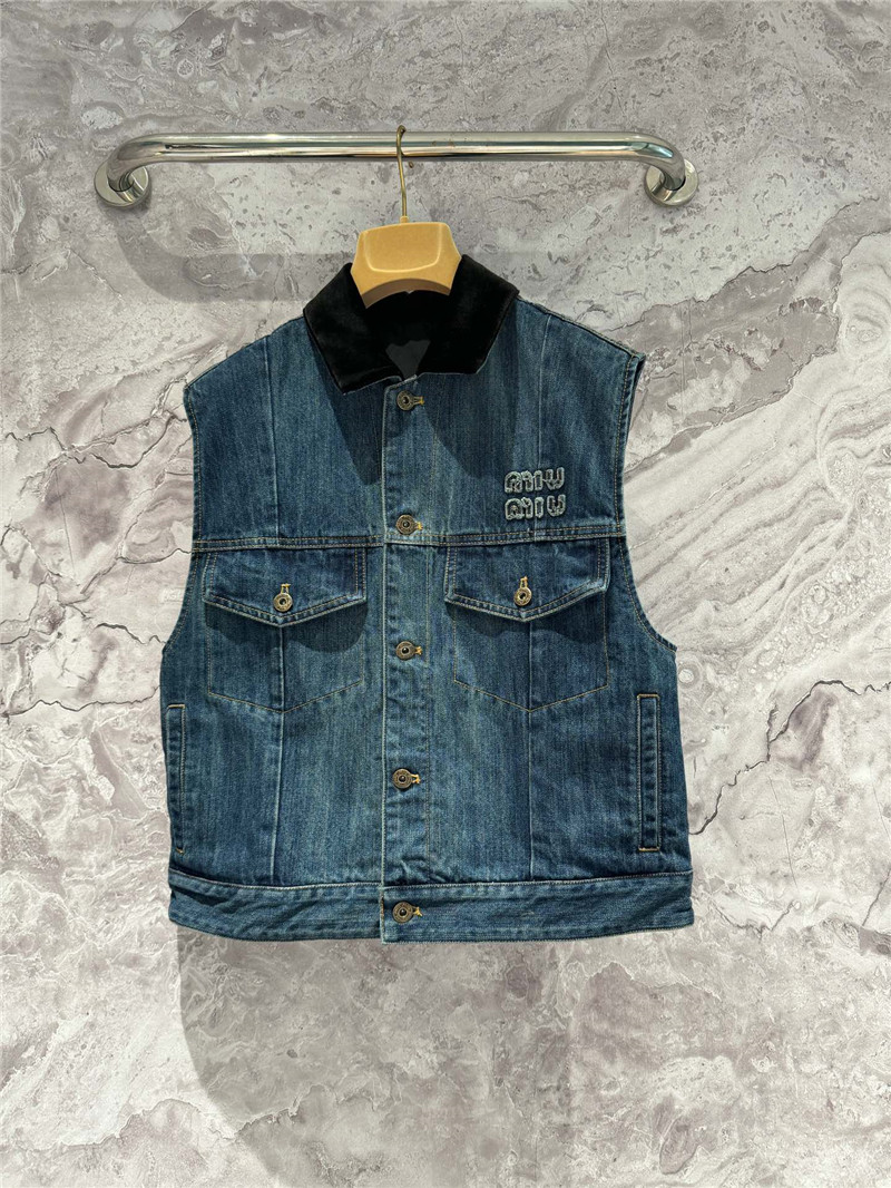 M1um1u logo denim vest