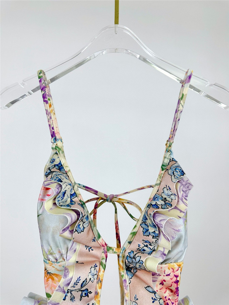 zimm ripple ruffle halter one-piece swimsuit
