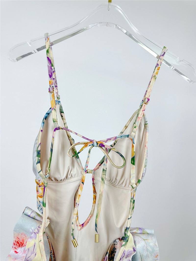 zimm ripple ruffle halter one-piece swimsuit