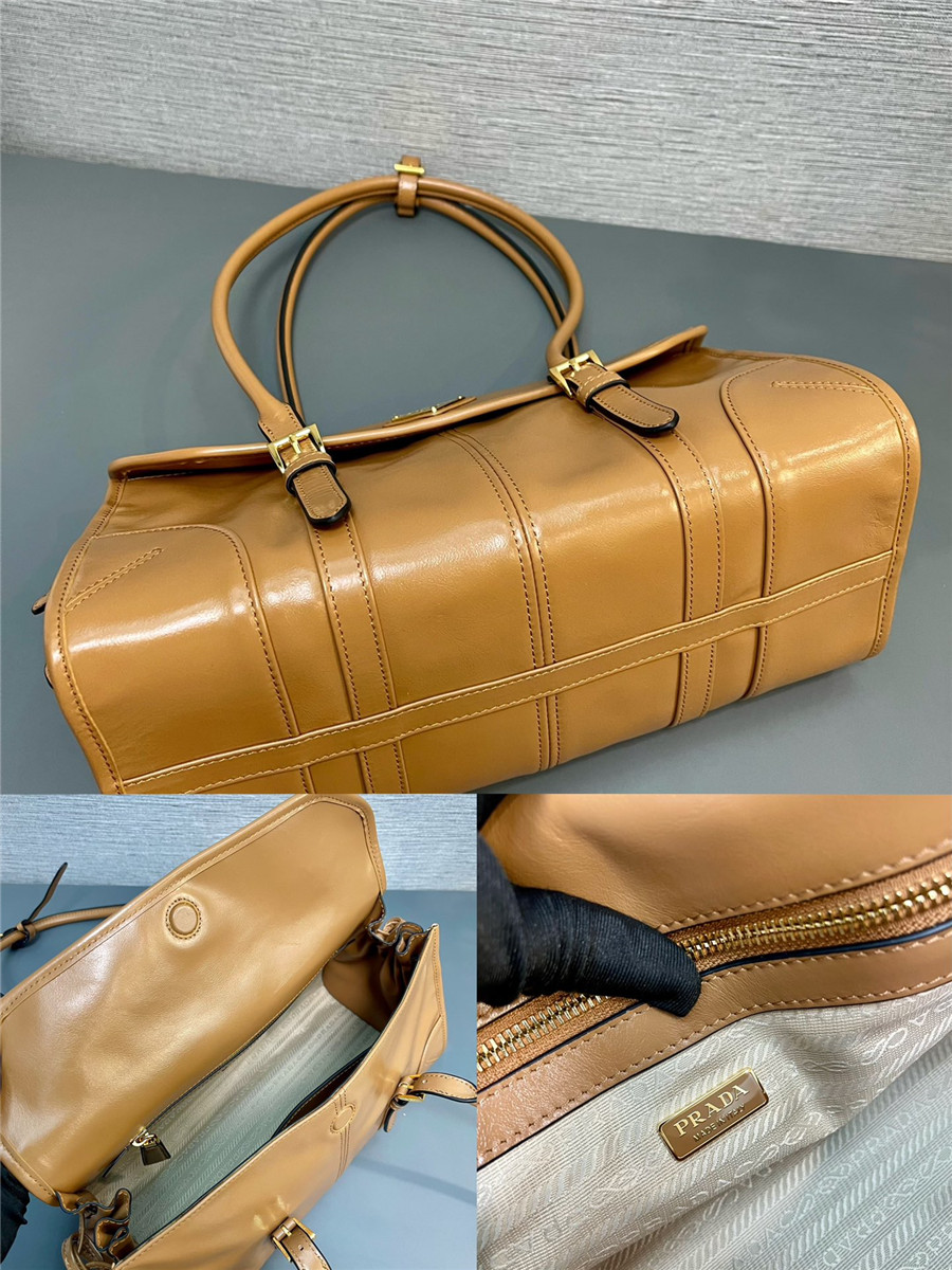 Pra*a black medium leather shoulder bag