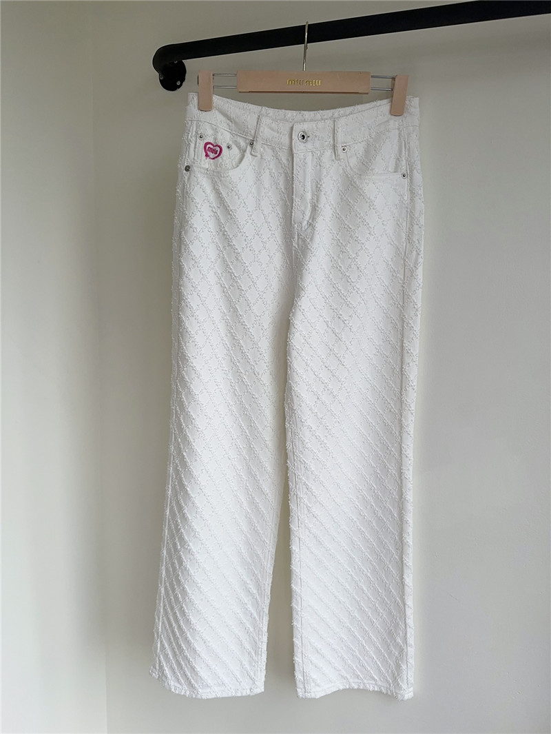 M1um1u embroidered jacquard straight leg jeans