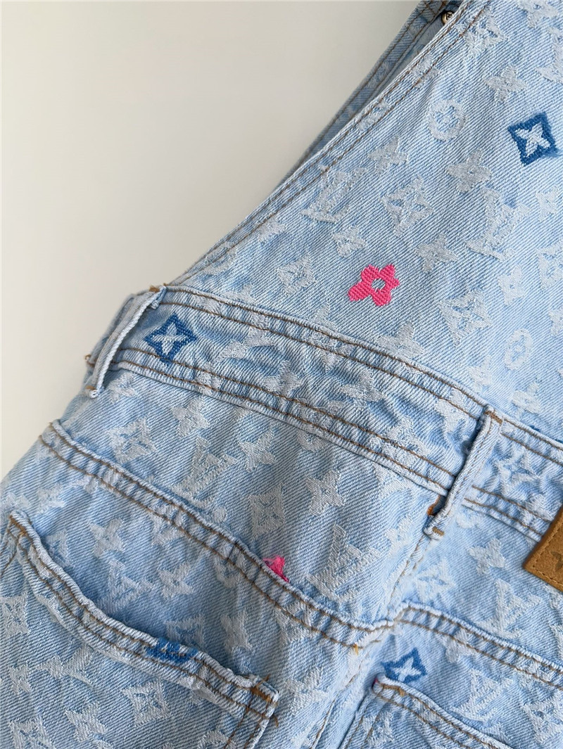 l0vis Vvtt0n lv full logo denim harness shorts
