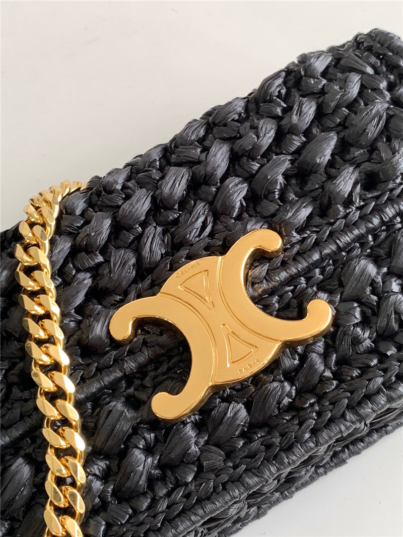 Ce1i*e raffia effect claude chain shoulder bag