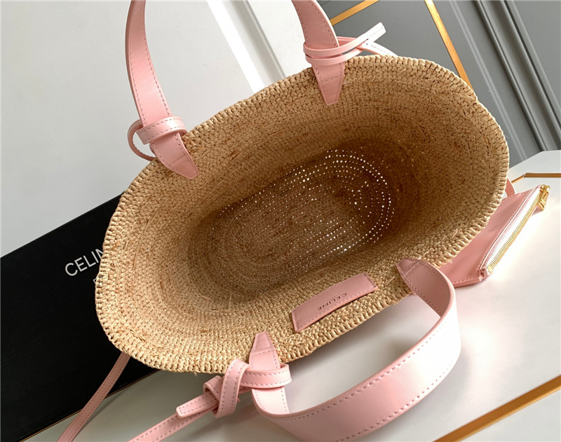 Ce1i*e teen plant cowhide classic basket bag pink