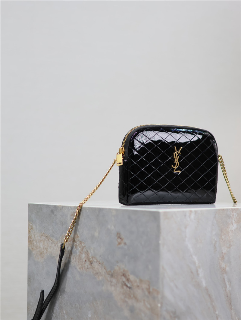 Sa1nt Lau*nt patent leather gaby zipped pouch