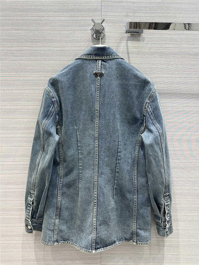 Pra*a enzyme washed denim blazer