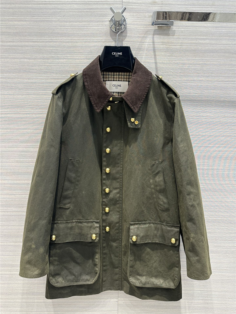 Ce1i*e core velvers leading green worker jacket coat