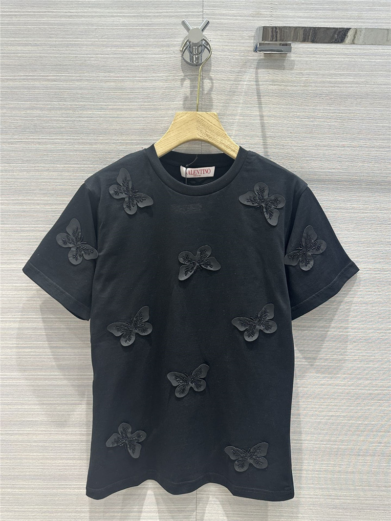 Va1e*ntin0 embroidered butterfly cotton t-shirt