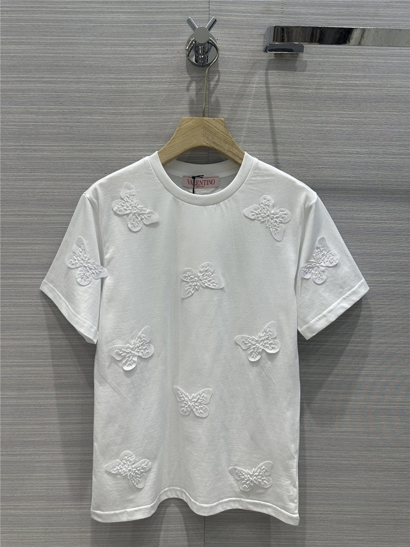 Va1e*ntin0 embroidered butterfly cotton t-shirt