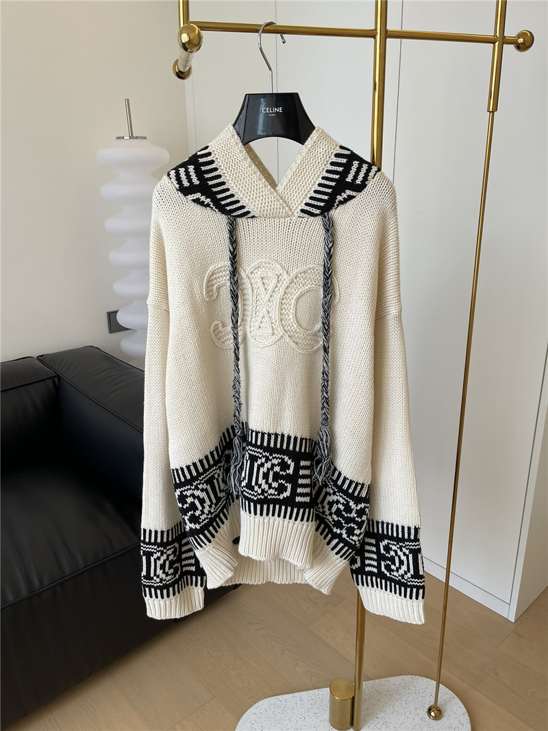 Ce1i*e logo jacquard hooded sweater