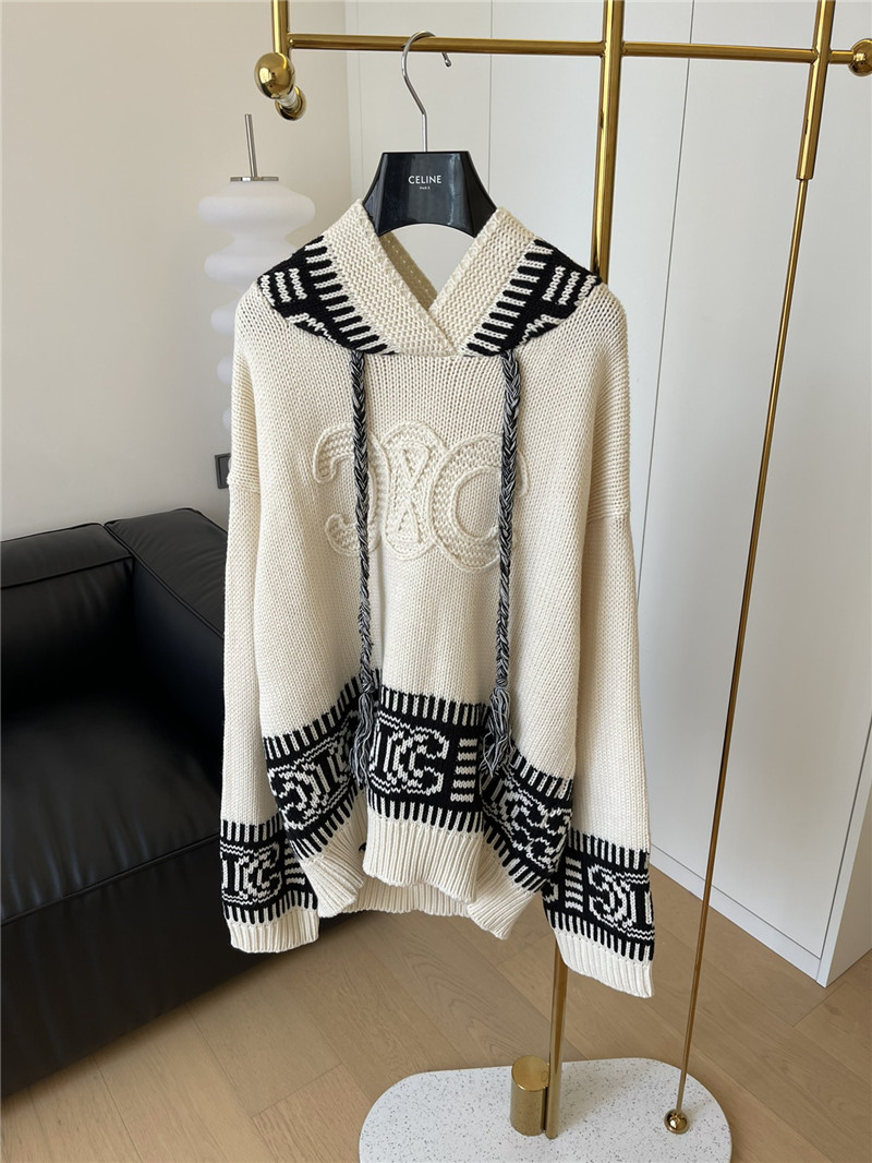 Ce1i*e logo jacquard hooded sweater