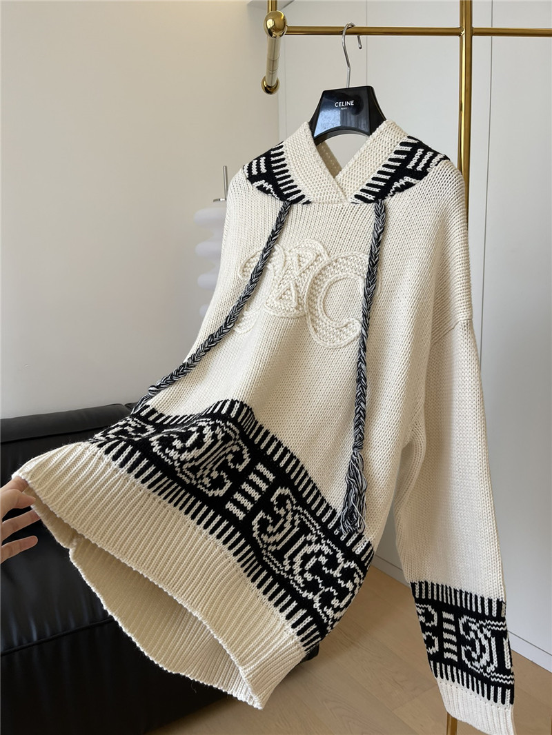 Ce1i*e logo jacquard hooded sweater