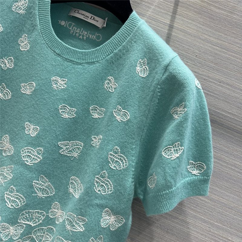 D10r embroidered short-sleeved sweater in blue