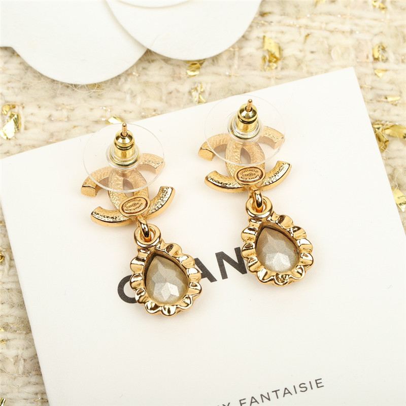 Ch**el double c drop lace drop earrings