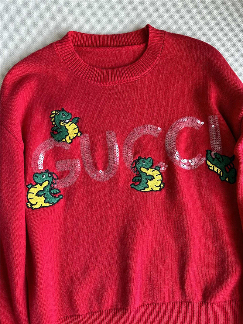 Gvc*1 dragon appliqu¨¦ logo sweater red