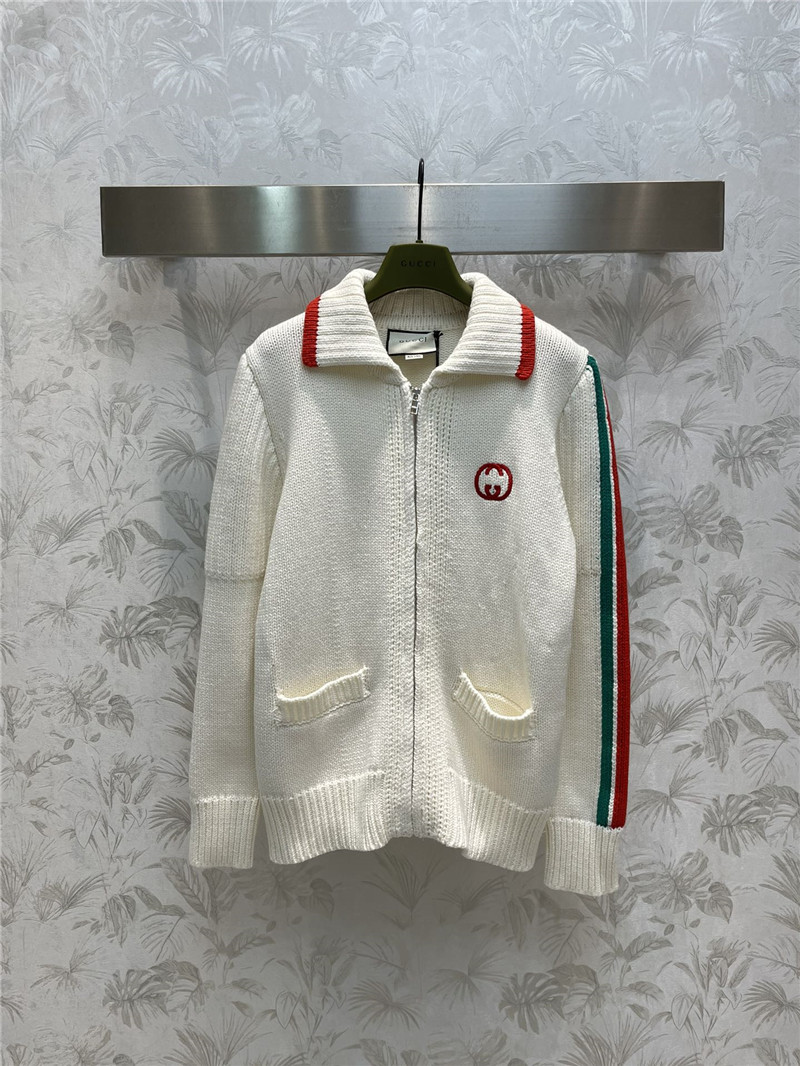 Gvc*1 lapel web knitted zip sweater