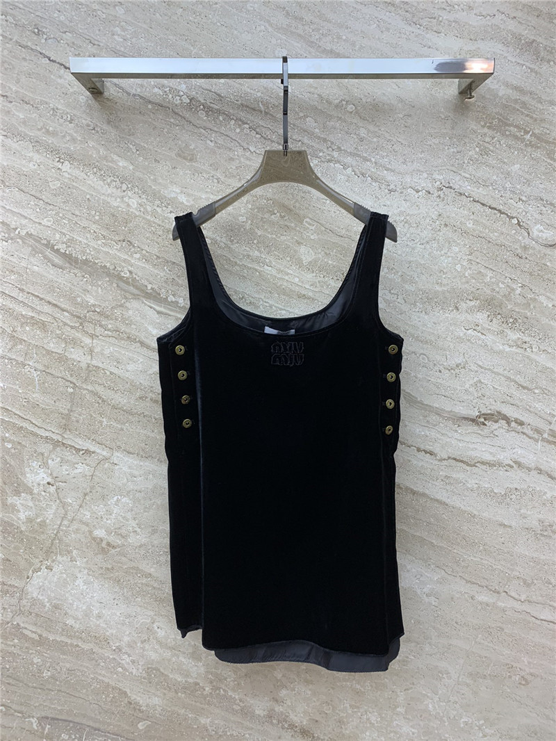 M1um1u black sexy square neck velvet suspender dress
