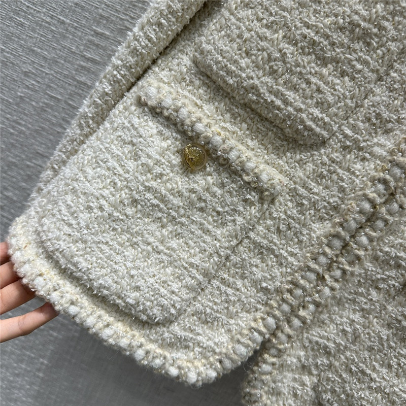 Ch**el cream platinum soft tweed jacket