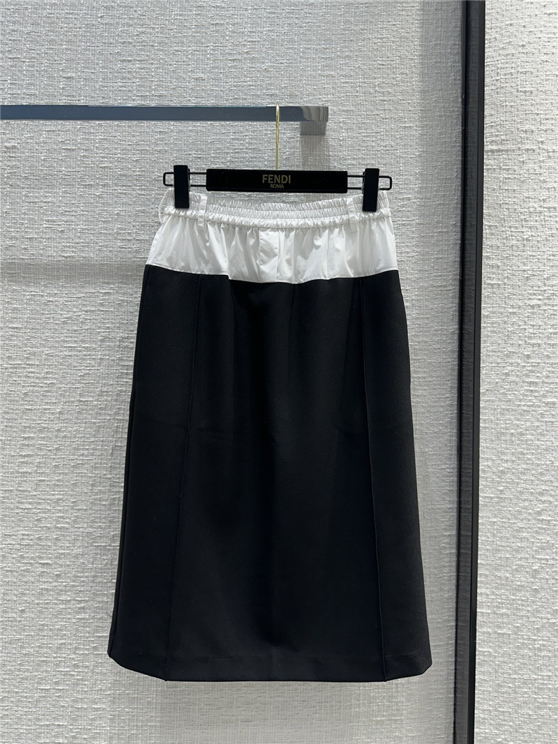 F**di black and white color block suit long skirt