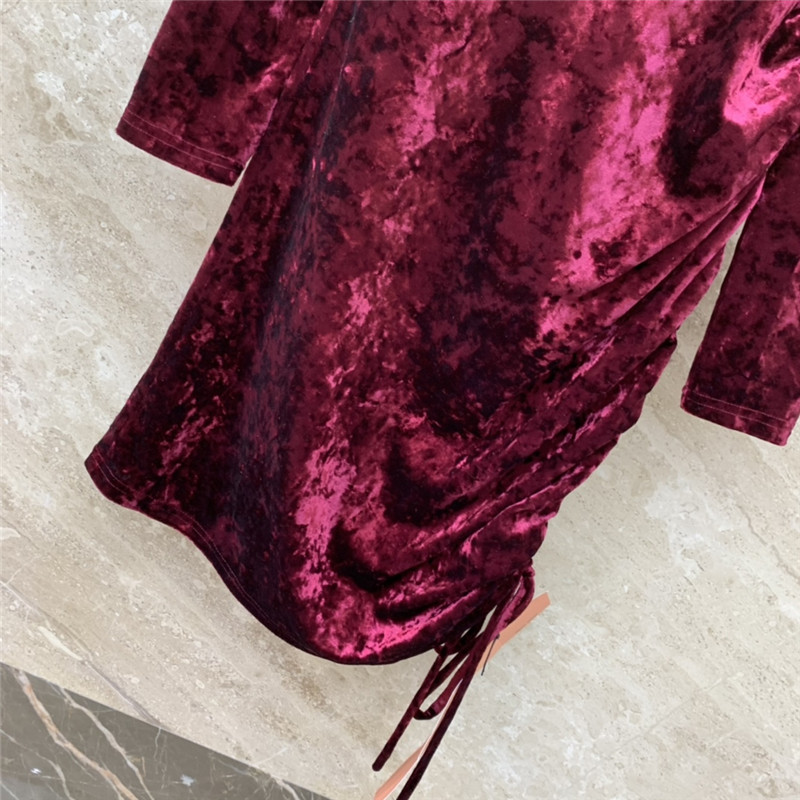 M1um1u micro high collar drawstring waist short dress