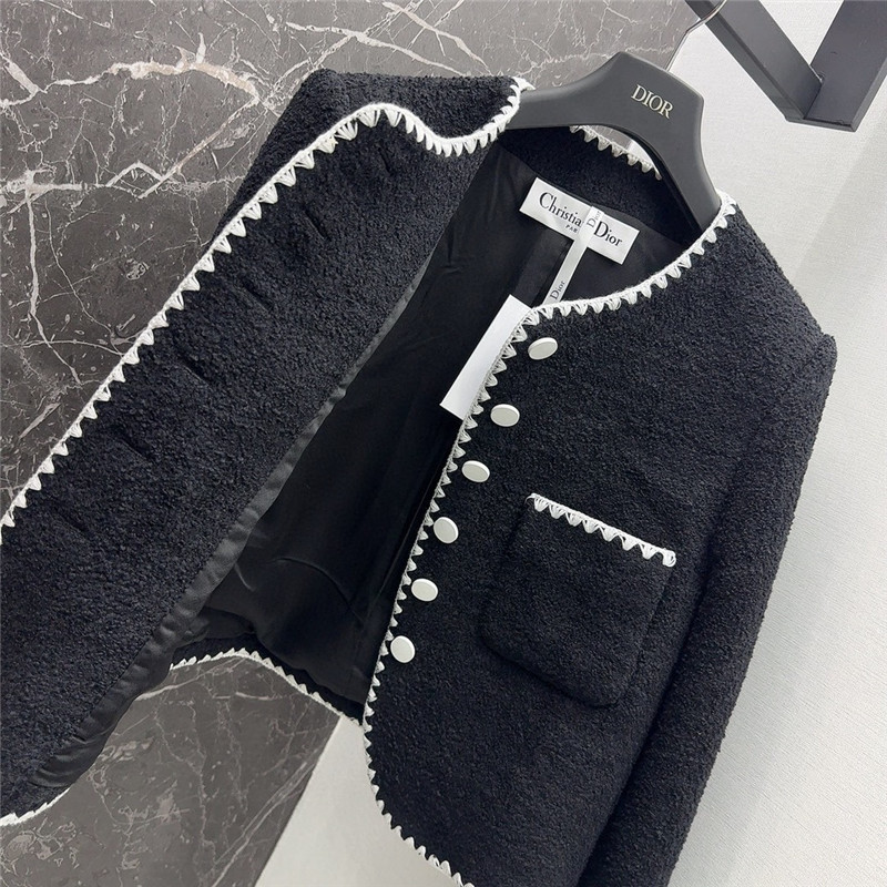 D10r wool jacket with contrast embroidered trim