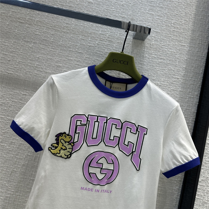 Gvc*1 little flying dragon embroidered logo printed cotton t-shirt
