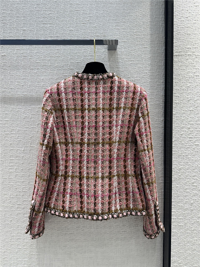 Ch**el temperament goddess pink brown plaid tweed jacket