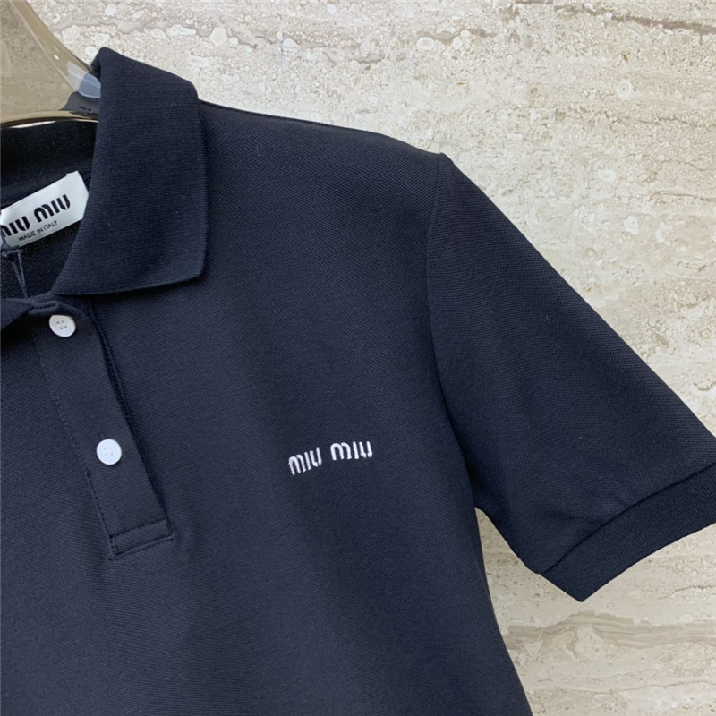 M1um1u logo polo collar short sleeve t-shirt