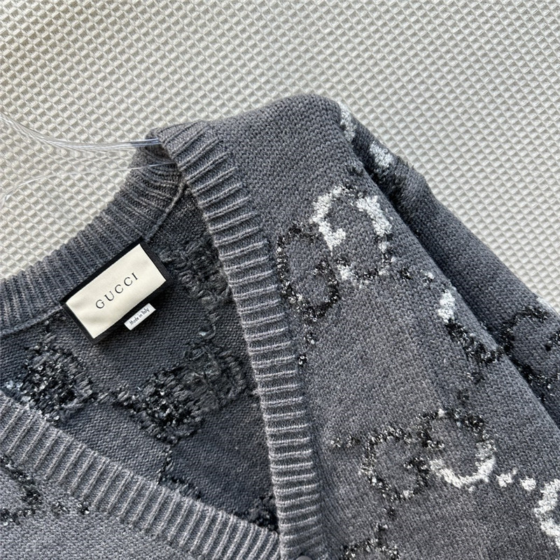 GG Intarsia V-Neck Knitted Cardigan