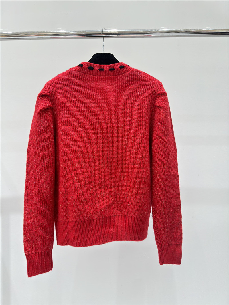 Miu Miu Logo Bow Knitted Cardigan Red