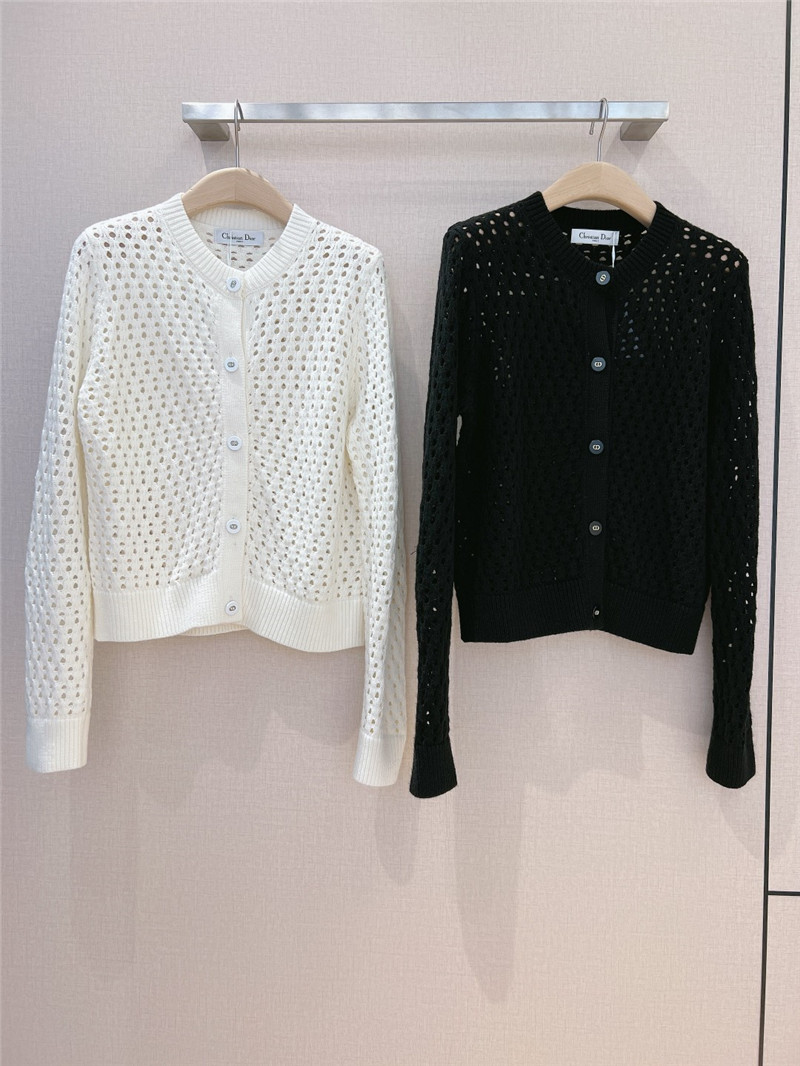D10r hollow solid color cardigan in black