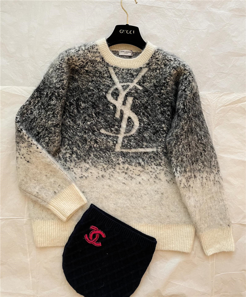 Y51 logo gradient mohair sweater white
