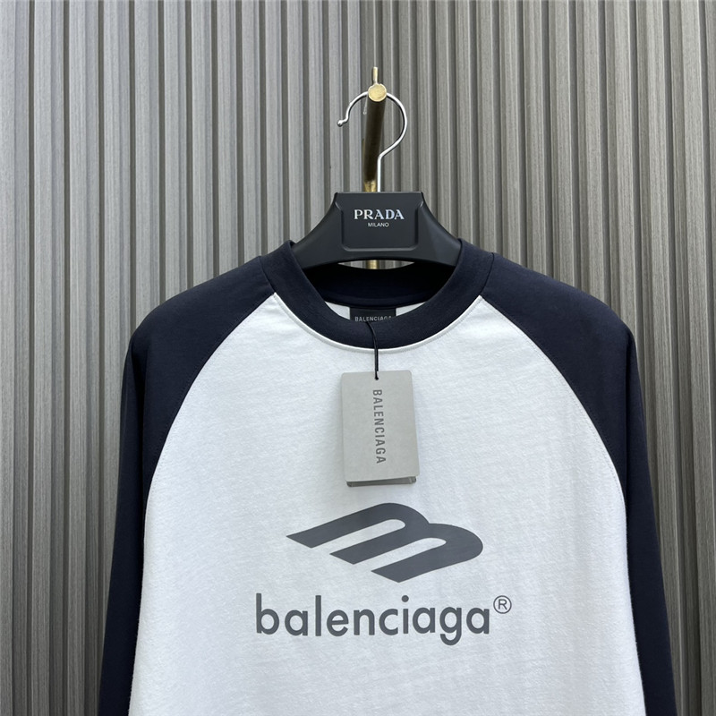 Ba1en*iaga letter print patchwork long sleeve t-shirt