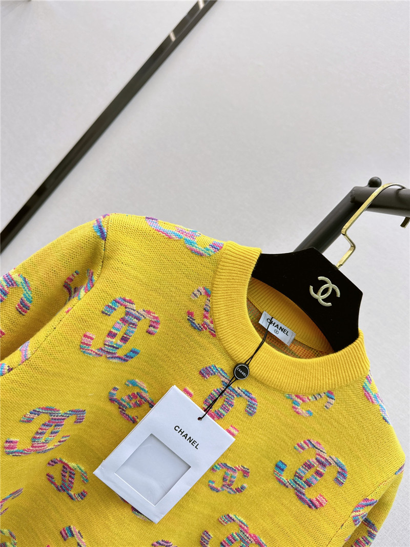 Ch**el logo embroidered sweater yellow
