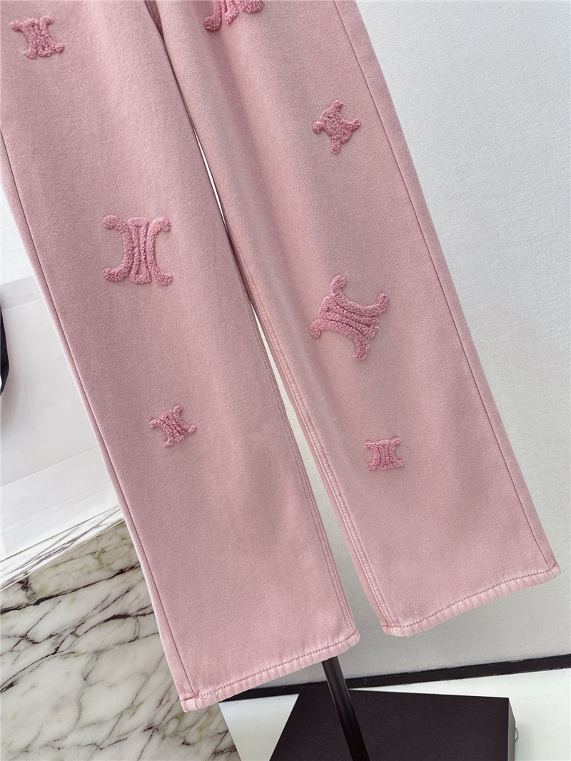 Ce1i*e new logo flocked decorative velvet jeans